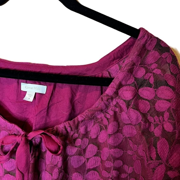 Garnet Hill Cranberry Boheme Easy Lace Overlay Midi Dress Size 16 - Picture 4 of 9